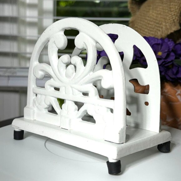 Cast Iron Enamel Napkin Mail Letter Holder Classic Design - Picture 5 of 10